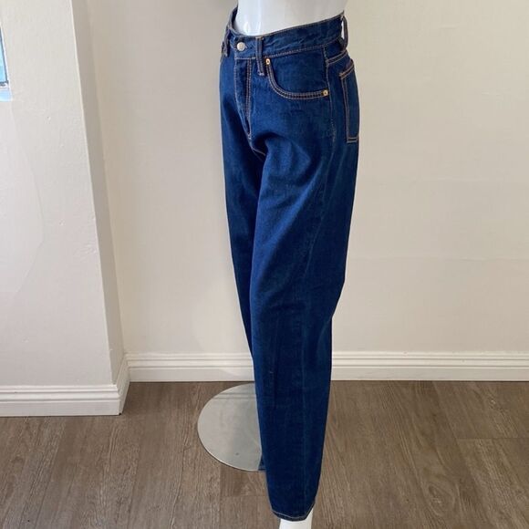 Eytys Benz Dark Denim 90s Inspired High Waisted Loose Fit Jeans Purple Velvet - Picture 4 of 8